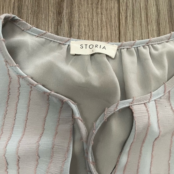 Storia Ruched Ruffle Pastel‎ Stripe Dress Small - Picture 3 of 6